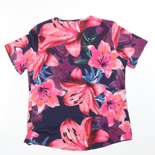GERARD  Womens Multicoloured Floral Polyester Basic T-Shirt Size 12 Scoop Neck
