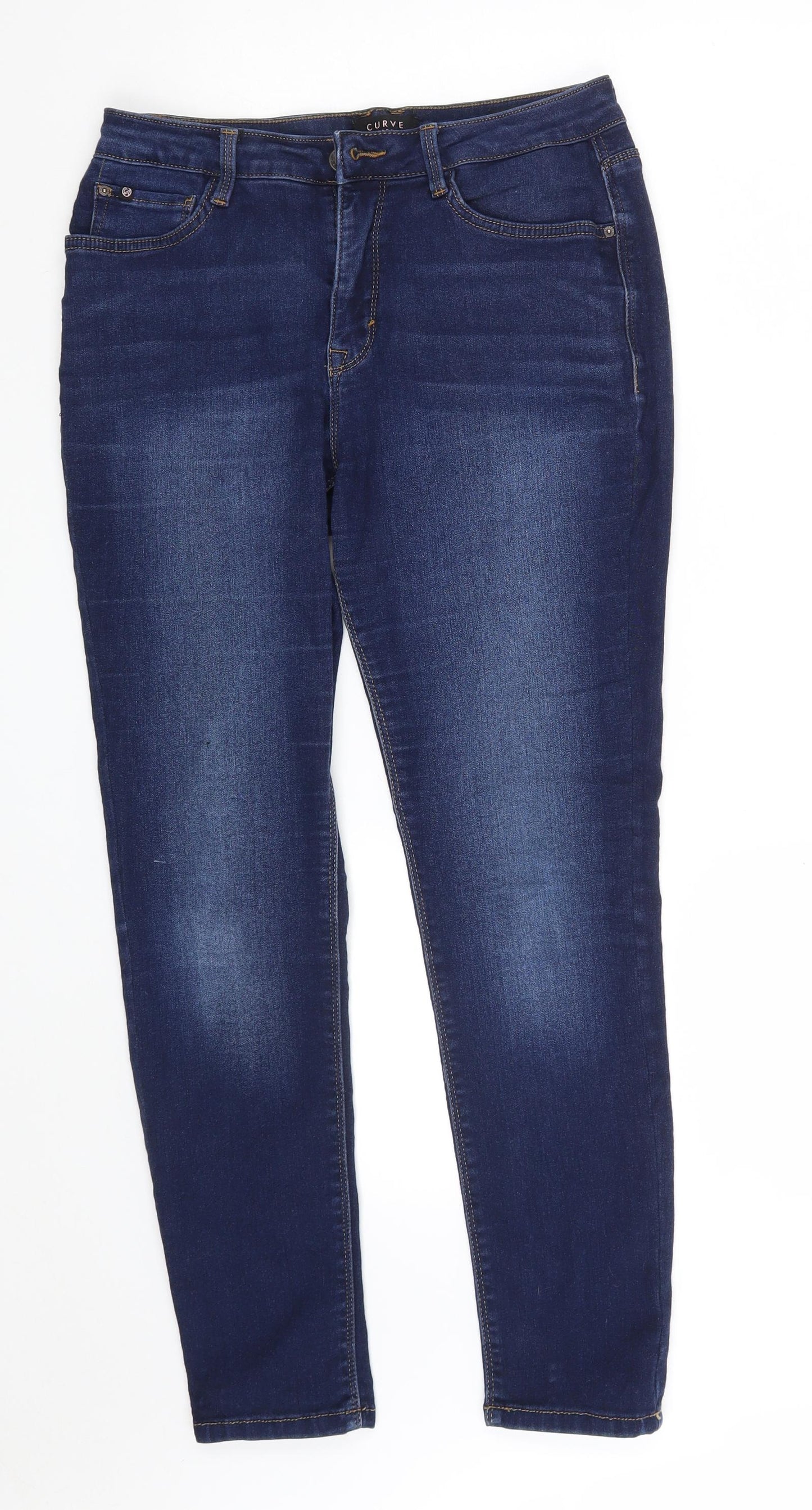 CURVE Appeal Womens Blue  Cotton Skinny Jeans Size 8 L28 in Slim Zip