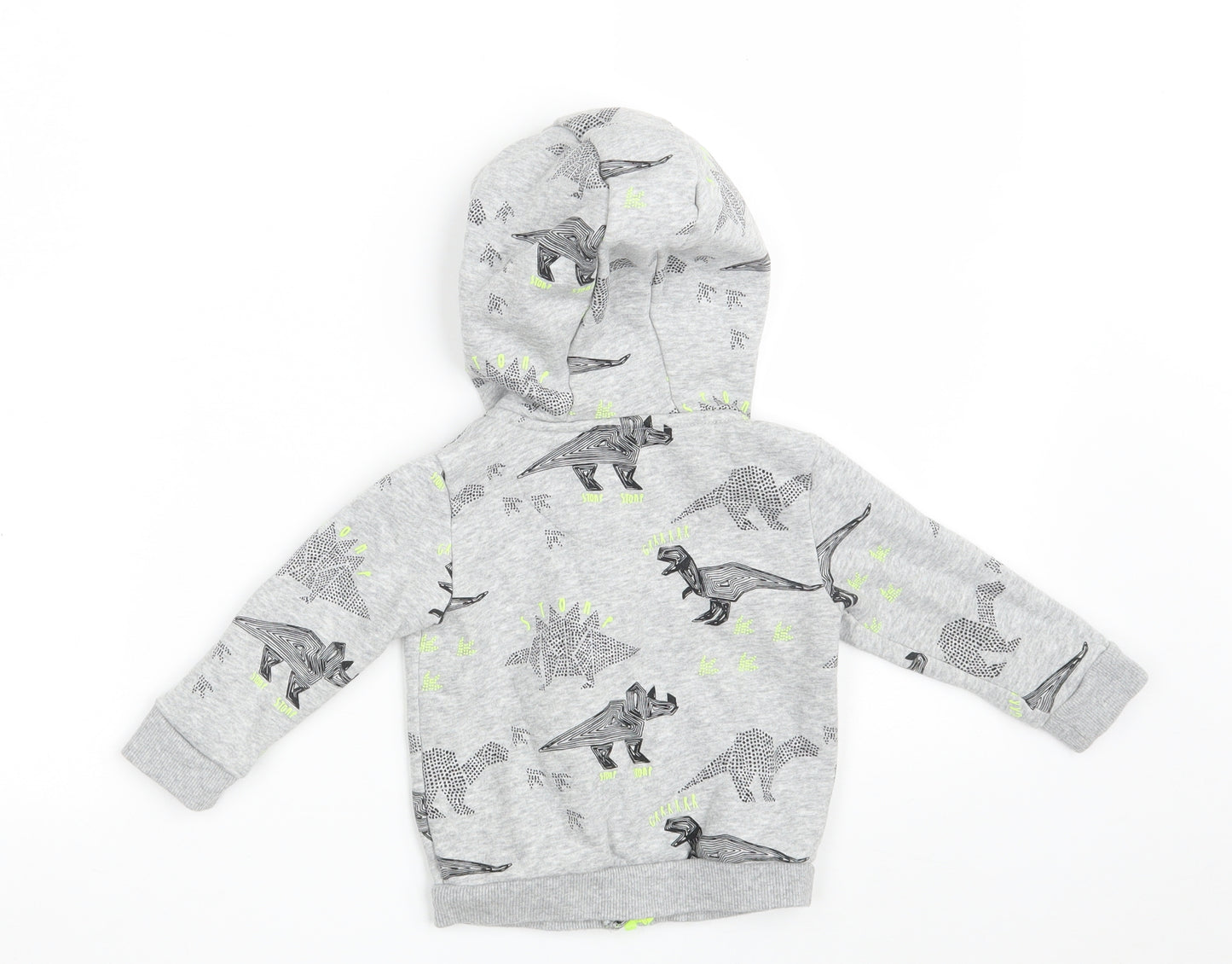 F&F Boys Grey   Jacket  Size 12-18 Months   Zip - Dinosaurs
