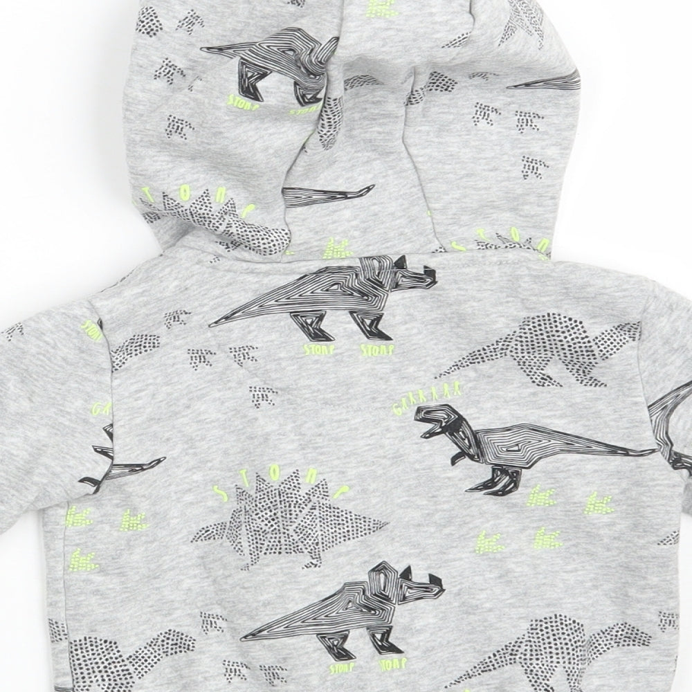 F&F Boys Grey   Jacket  Size 12-18 Months   Zip - Dinosaurs
