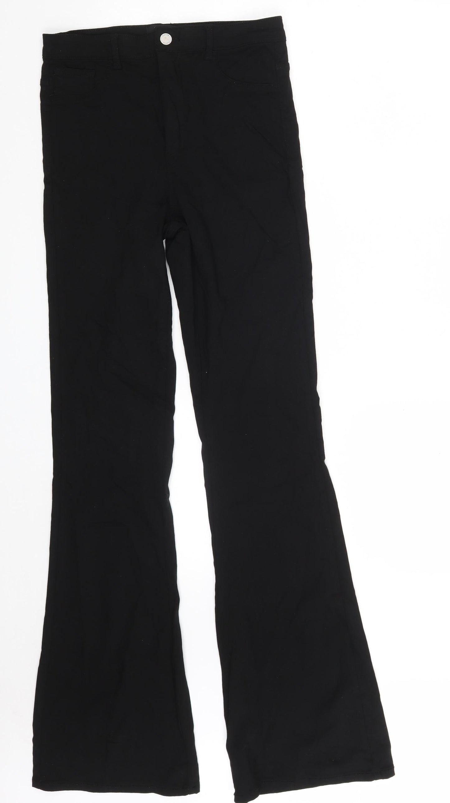 Pieces Womens Black  Viscose Bootcut Jeans Size L L33 in Regular Zip