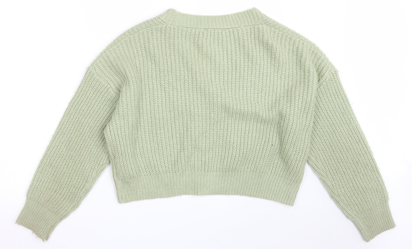 Motel Womens Green V-Neck  Acrylic Cardigan Jumper Size M   - Cropped