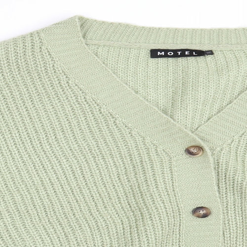 Motel Womens Green V-Neck  Acrylic Cardigan Jumper Size M   - Cropped
