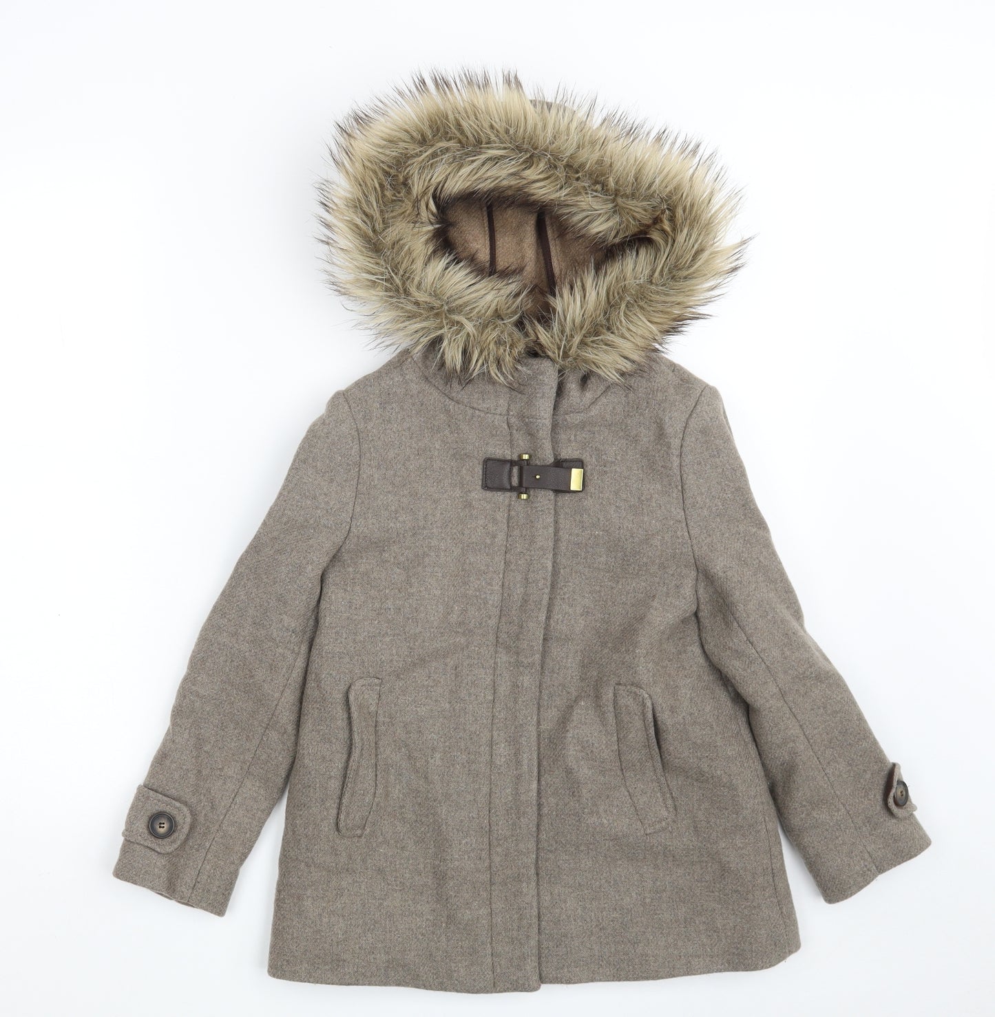 Zara Girls Grey   Overcoat Coat Size 9-10 Years  Zip