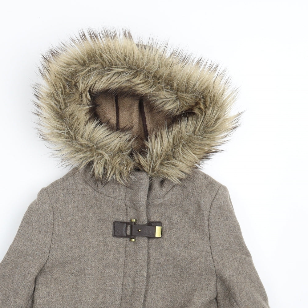 Zara Girls Grey   Overcoat Coat Size 9-10 Years  Zip