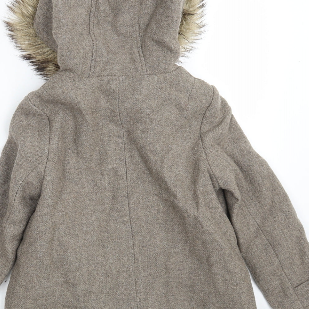 Zara Girls Grey   Overcoat Coat Size 9-10 Years  Zip