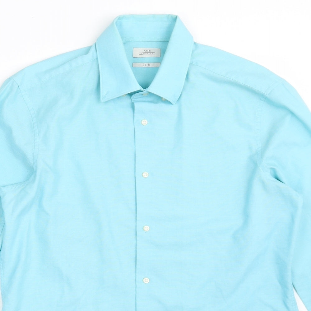 NEXT Mens Blue  Polyester  Dress Shirt Size 16 Collared Button