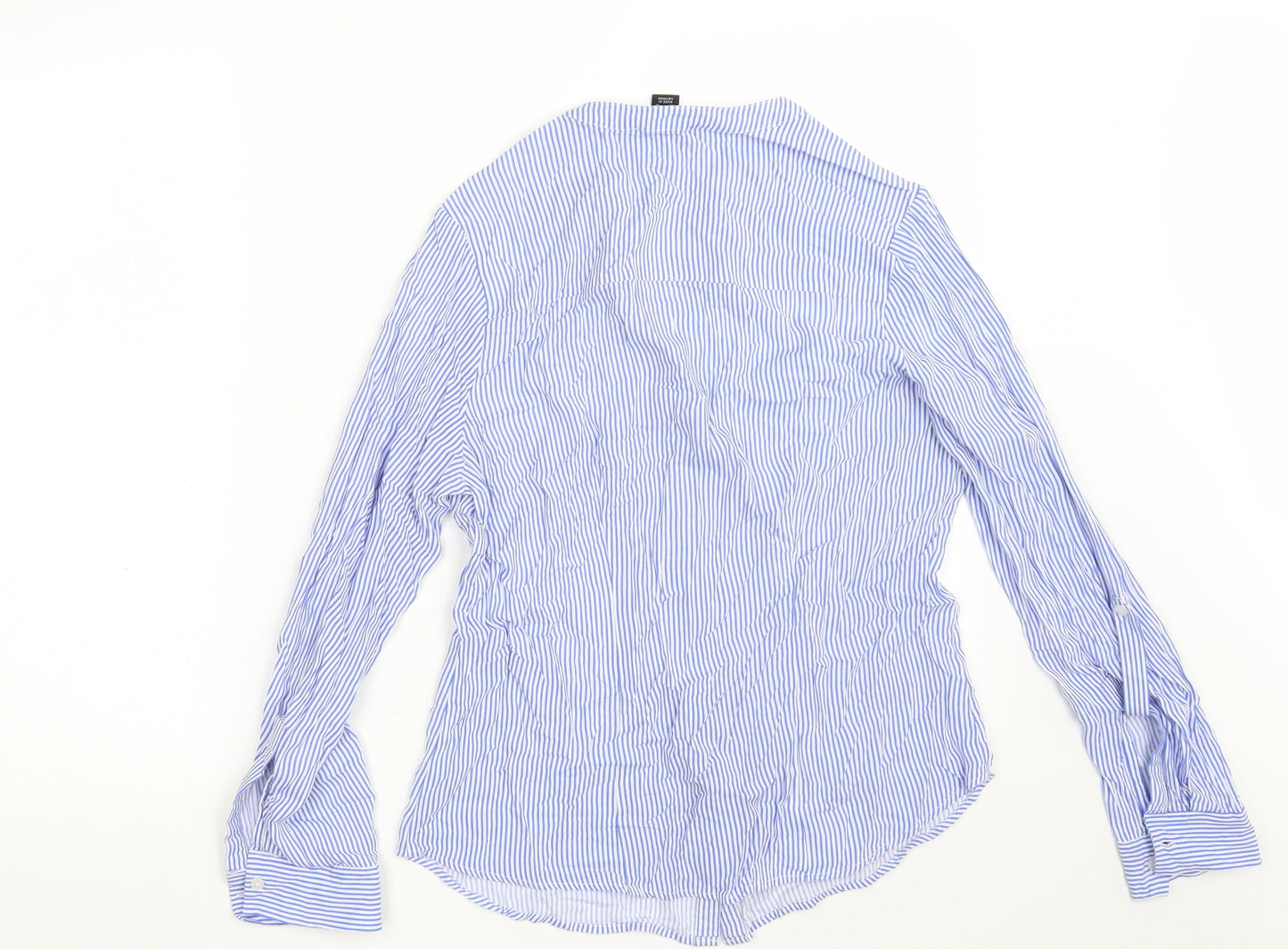 Atmosphere Womens Blue Striped Viscose Basic Button-Up Size 14 V-Neck