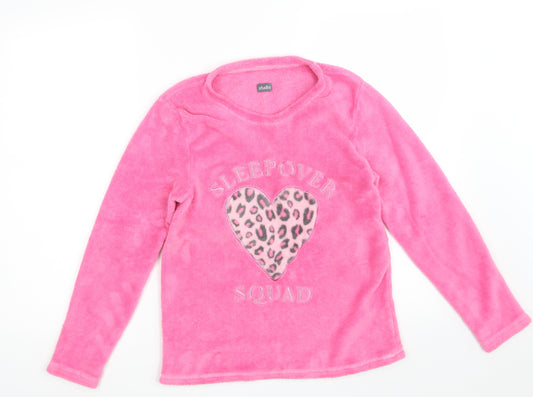 Matalan Girls Pink Round Neck Animal Print 100% Polyester Pullover Jumper Size 12-13 Years   - Sleepover Squad