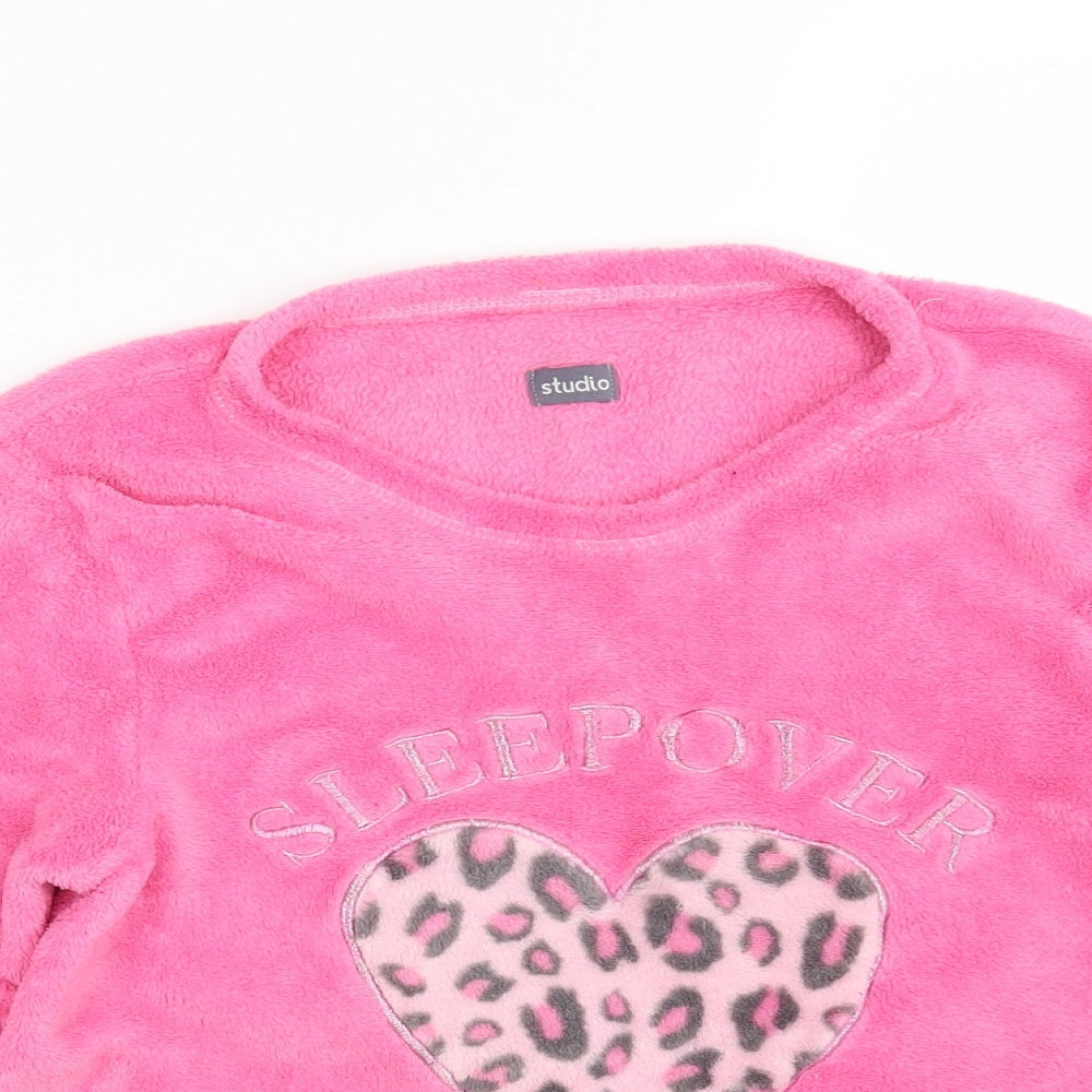 Matalan Girls Pink Round Neck Animal Print 100% Polyester Pullover Jumper Size 12-13 Years   - Sleepover Squad