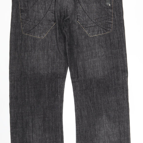 Mish Mash Mens Black  Cotton Straight Jeans Size 38 in L31 in Regular Zip