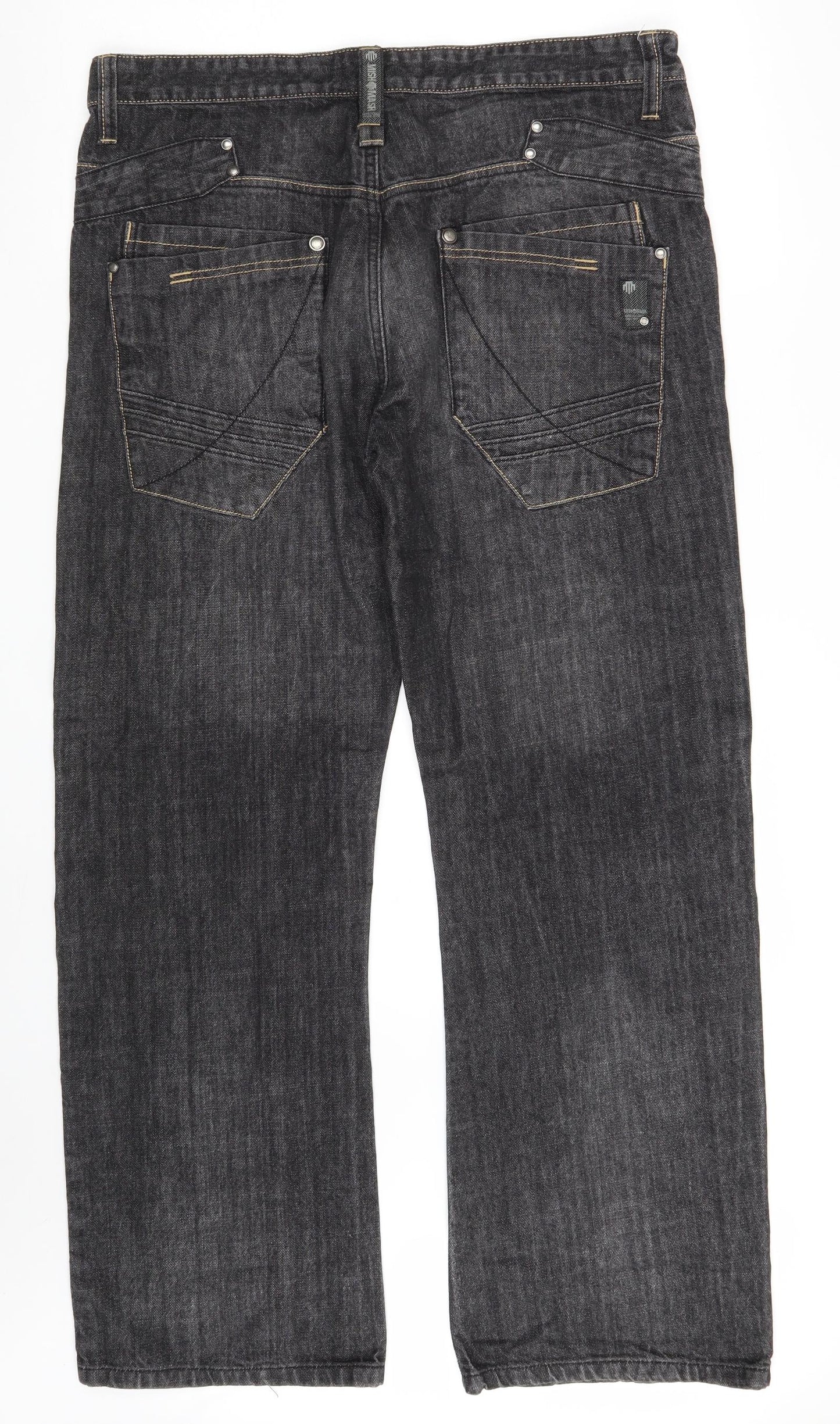 Mish Mash Mens Black  Cotton Straight Jeans Size 38 in L31 in Regular Zip