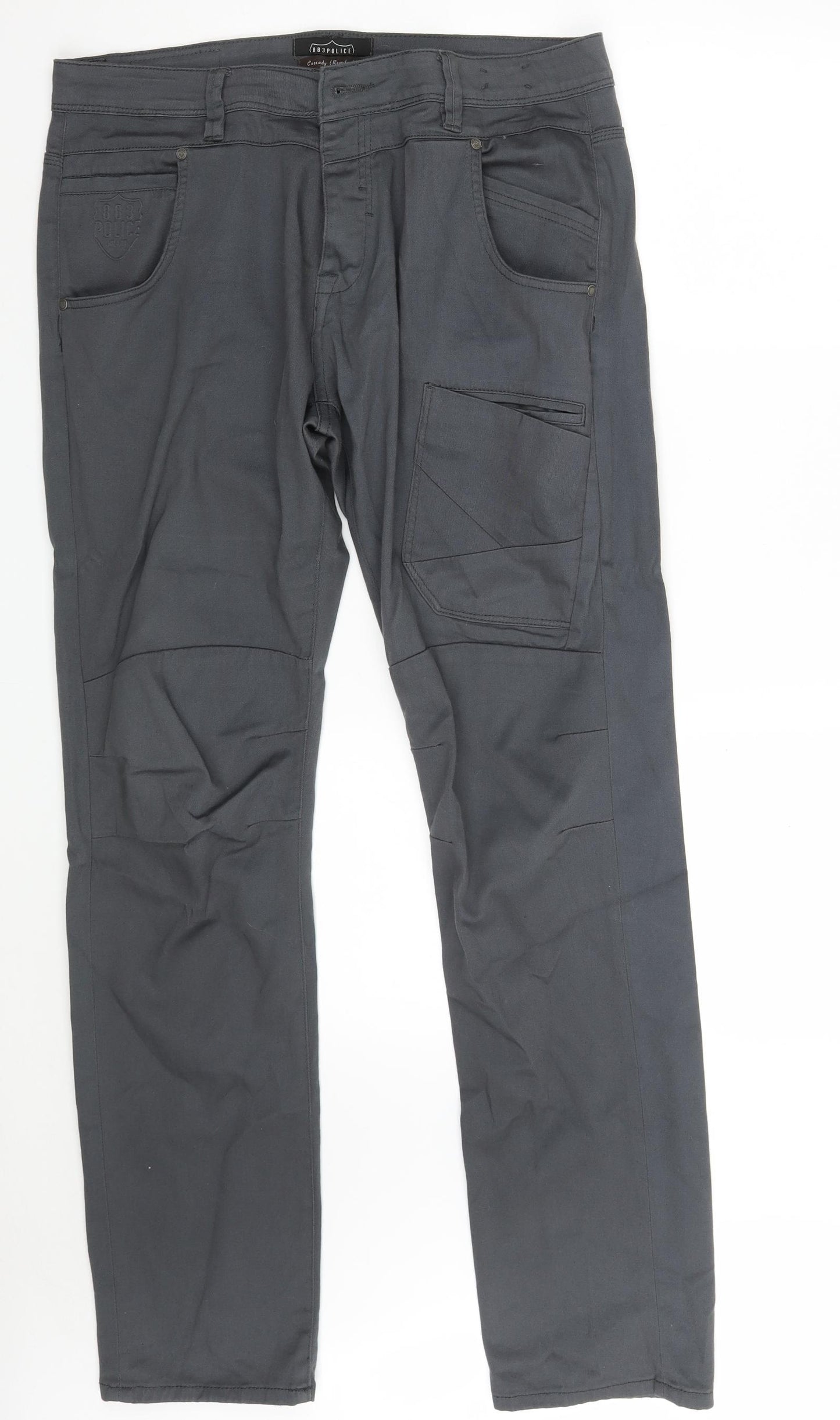 883 Police Mens Grey  Cotton Skinny Jeans Size 38 in L34 in Slim Button