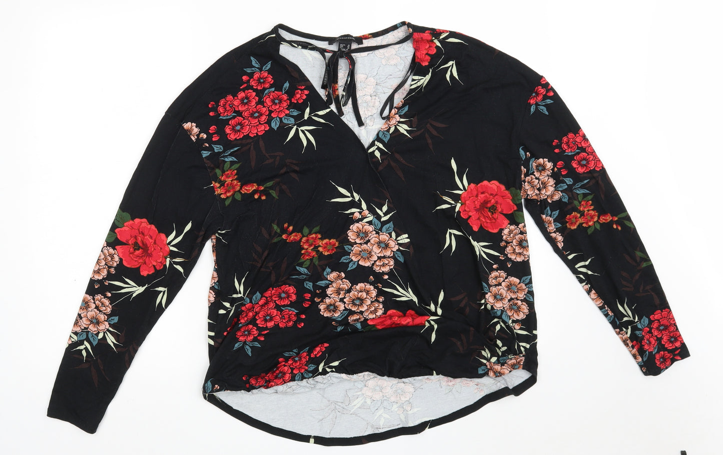 Atmosphere Womens Black Floral Viscose Basic Blouse Size 18 V-Neck