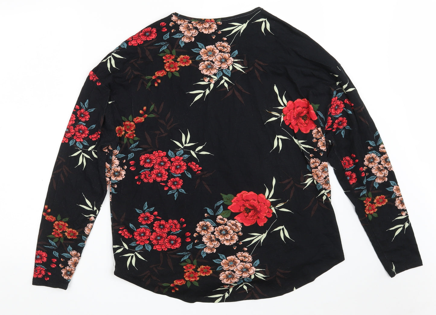Atmosphere Womens Black Floral Viscose Basic Blouse Size 18 V-Neck