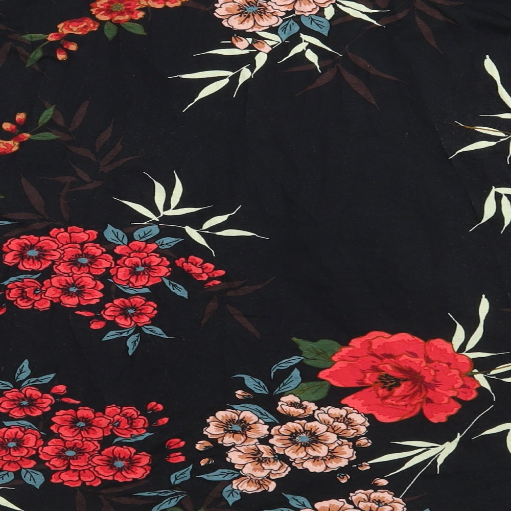Atmosphere Womens Black Floral Viscose Basic Blouse Size 18 V-Neck