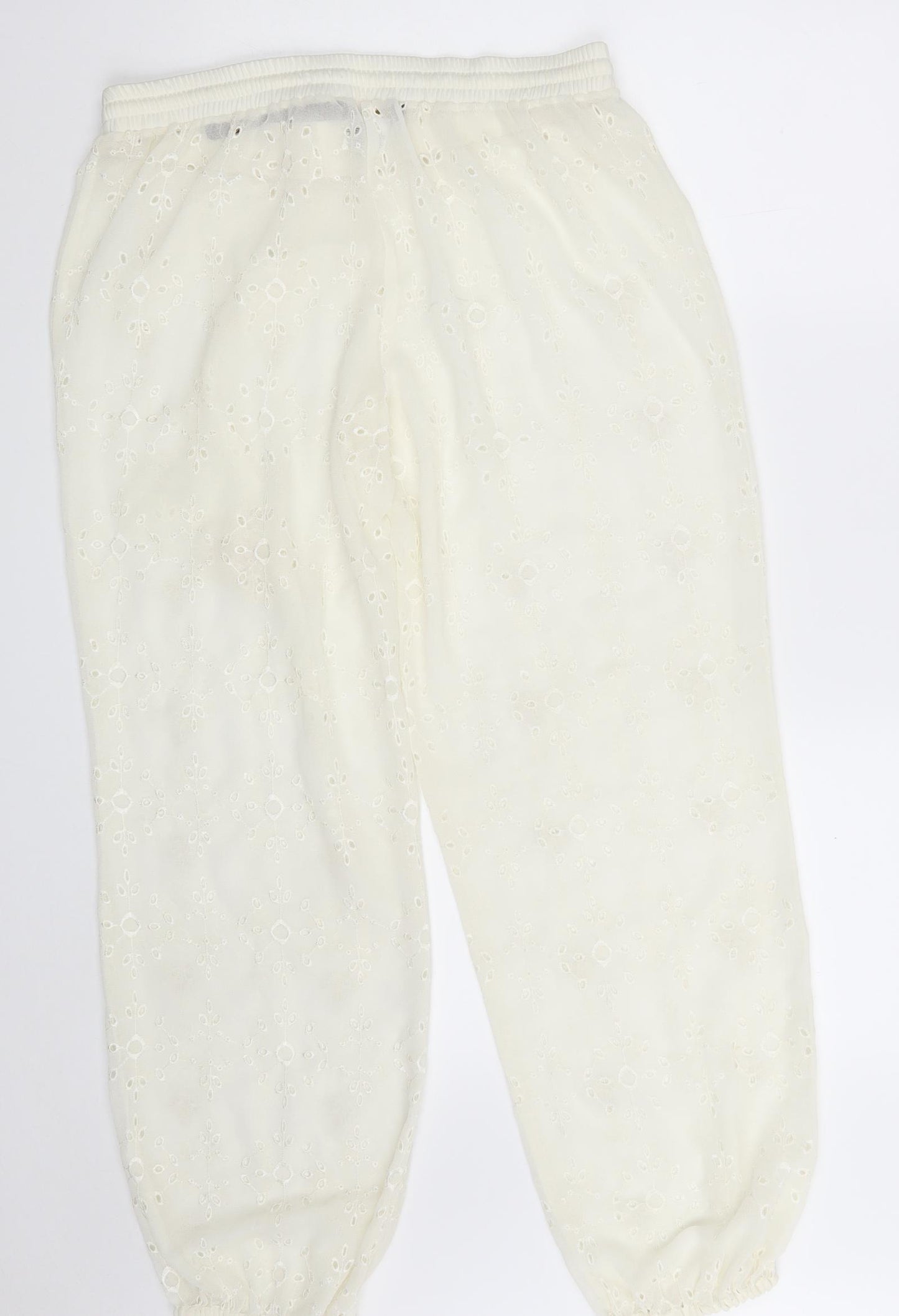 Matalan Womens Ivory Floral Polyester Harem Trousers Size 14 L30 in Regular  - Swim Collection