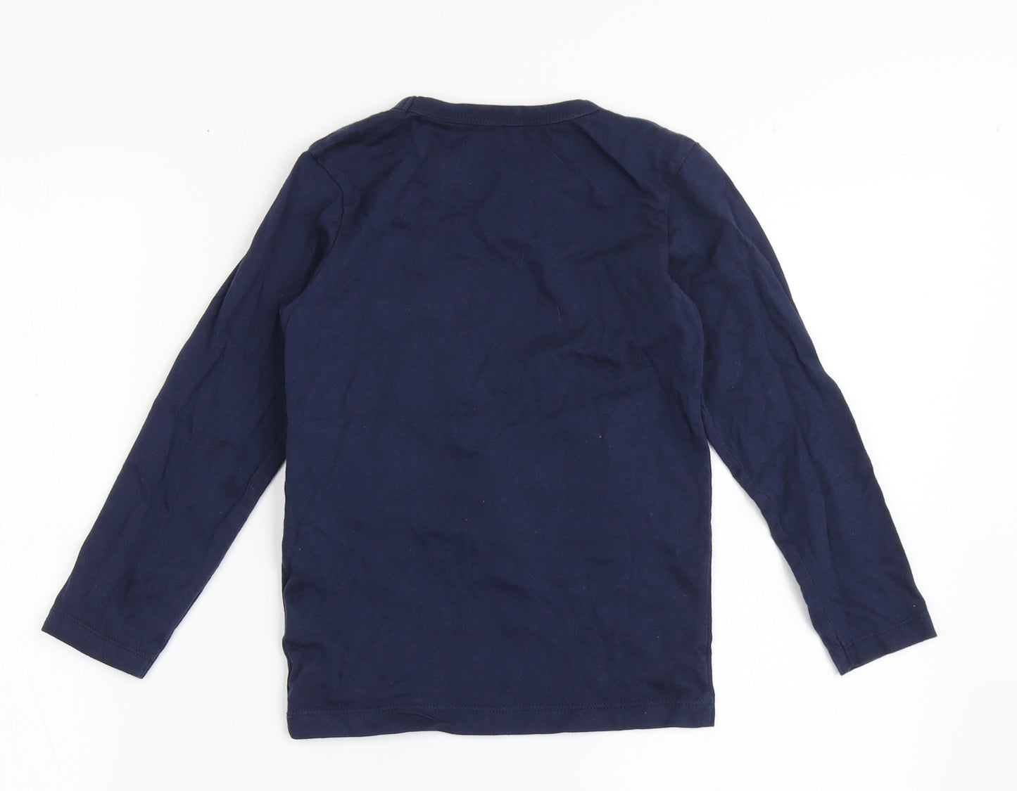 Blue Zoo Boys Blue  100% Cotton Basic T-Shirt Size 5-6 Years Round Neck Pullover - Motorbike
