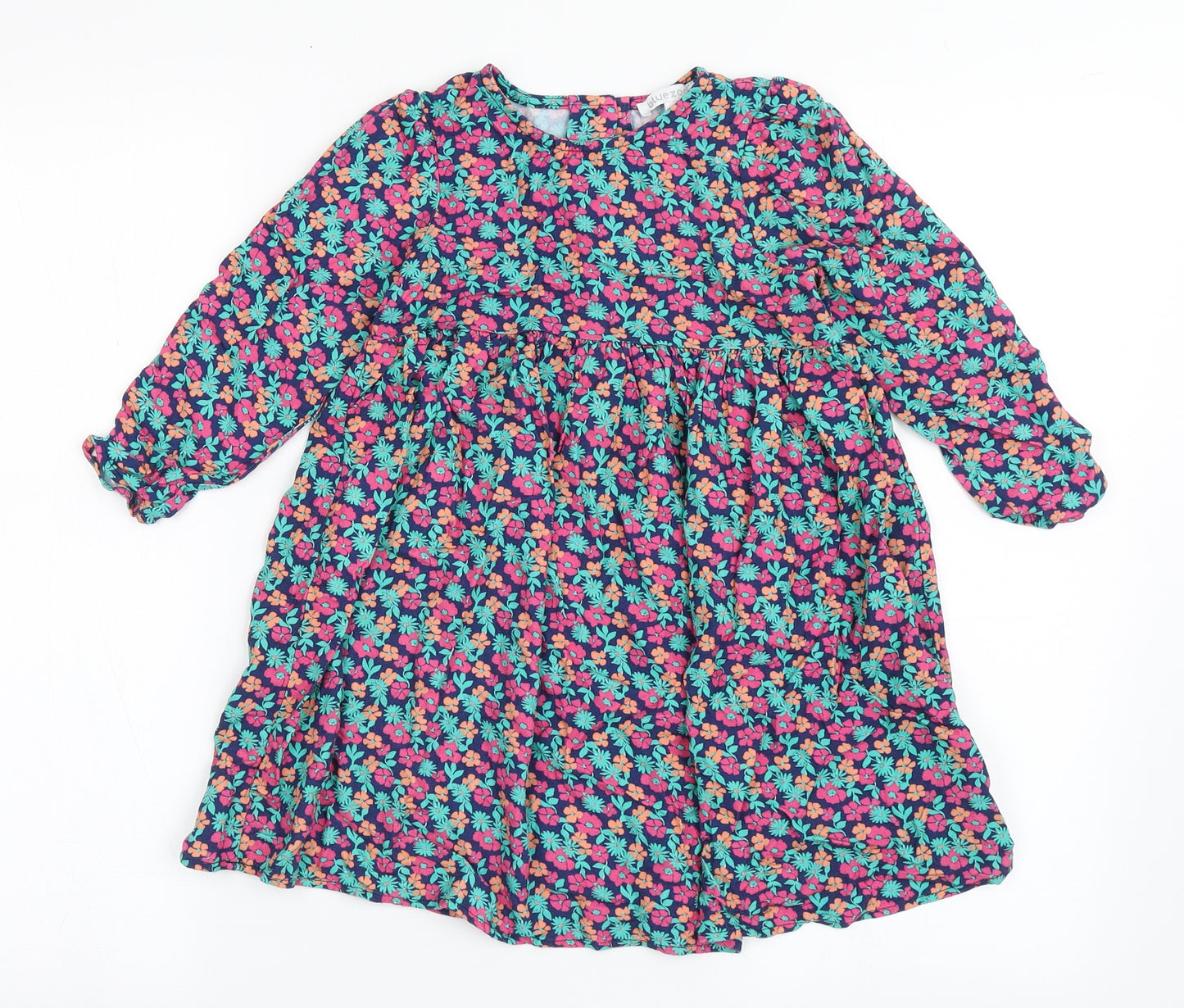 Blue Zoo Girls Multicoloured Floral 100% Viscose Fit & Flare  Size 4-5 Years  Round Neck Button