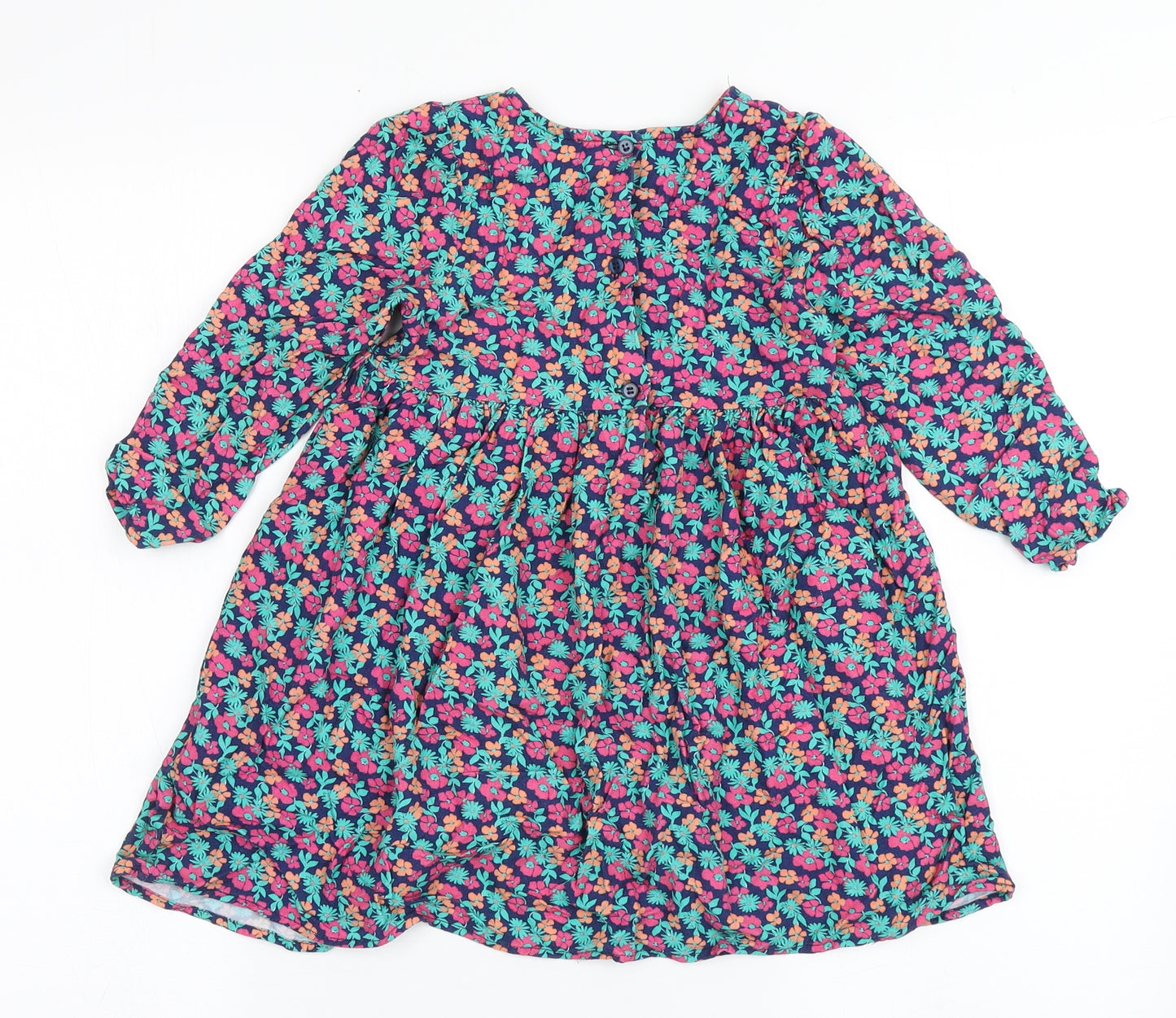 Blue Zoo Girls Multicoloured Floral 100% Viscose Fit & Flare  Size 4-5 Years  Round Neck Button