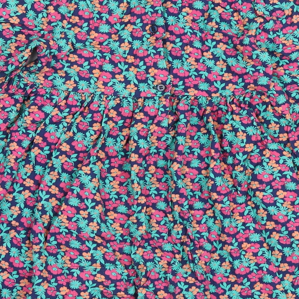 Blue Zoo Girls Multicoloured Floral 100% Viscose Fit & Flare  Size 4-5 Years  Round Neck Button