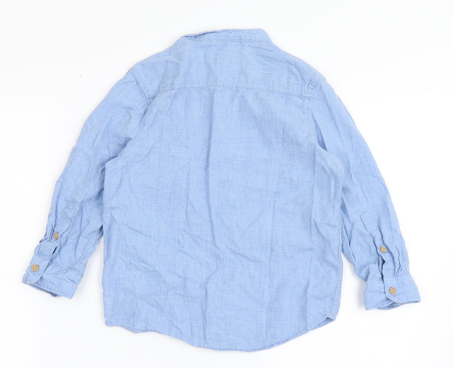 H&M Boys Blue  100% Cotton Basic Dress Shirt Size 5-6 Years Round Neck Pullover