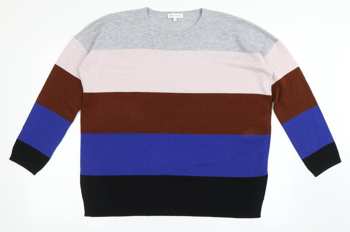 Warehouse Womens Multicoloured Round Neck Striped Polyester Pullover Jumper Size 12