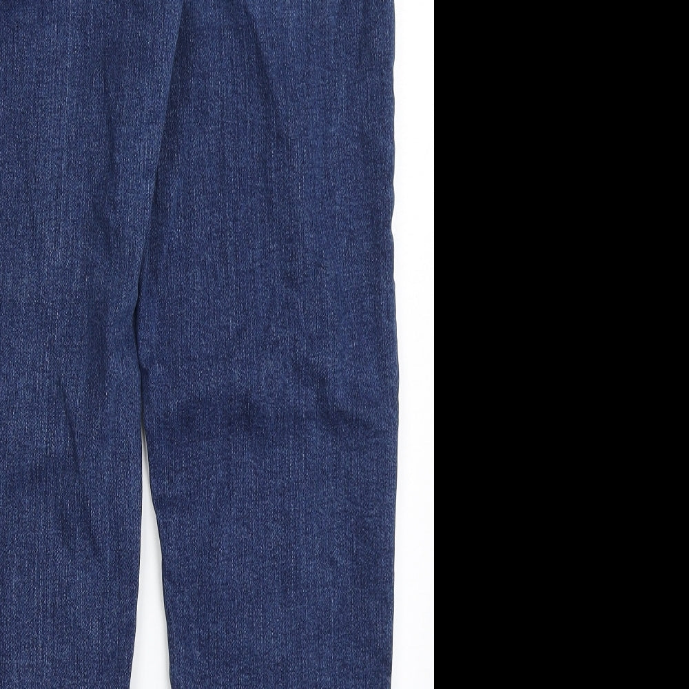 Marks and Spencer Womens Blue  Cotton Mom Jeans Size 14 L28 in Regular Button - Long Leg