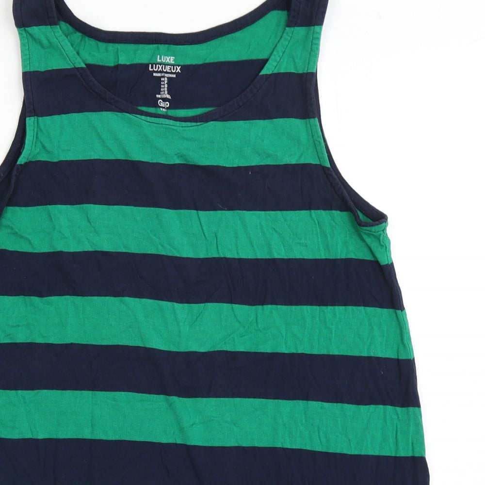 Gap Womens Blue Striped Viscose Basic T-Shirt Size S Round Neck