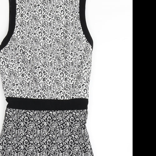 Miss Selfridge Womens Black  Polyester A-Line  Size 6  Roll Neck Zip
