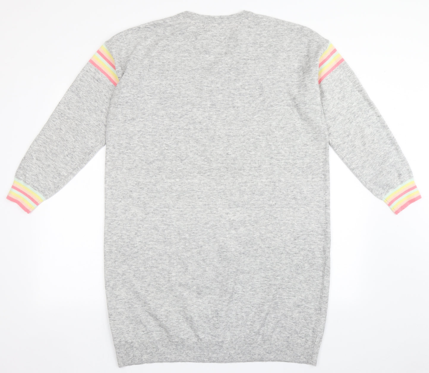 Oliver Bonas Womens Grey  Acrylic Jumper Dress  Size 14  Round Neck Pullover