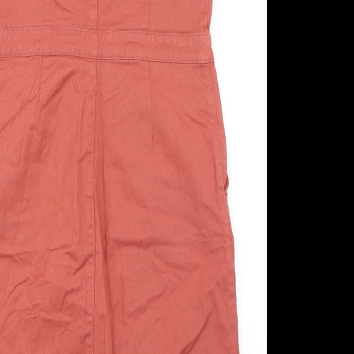 Blue 73 Womens Pink  Cotton Pinafore/Dungaree Dress  Size 14  Square Neck Button