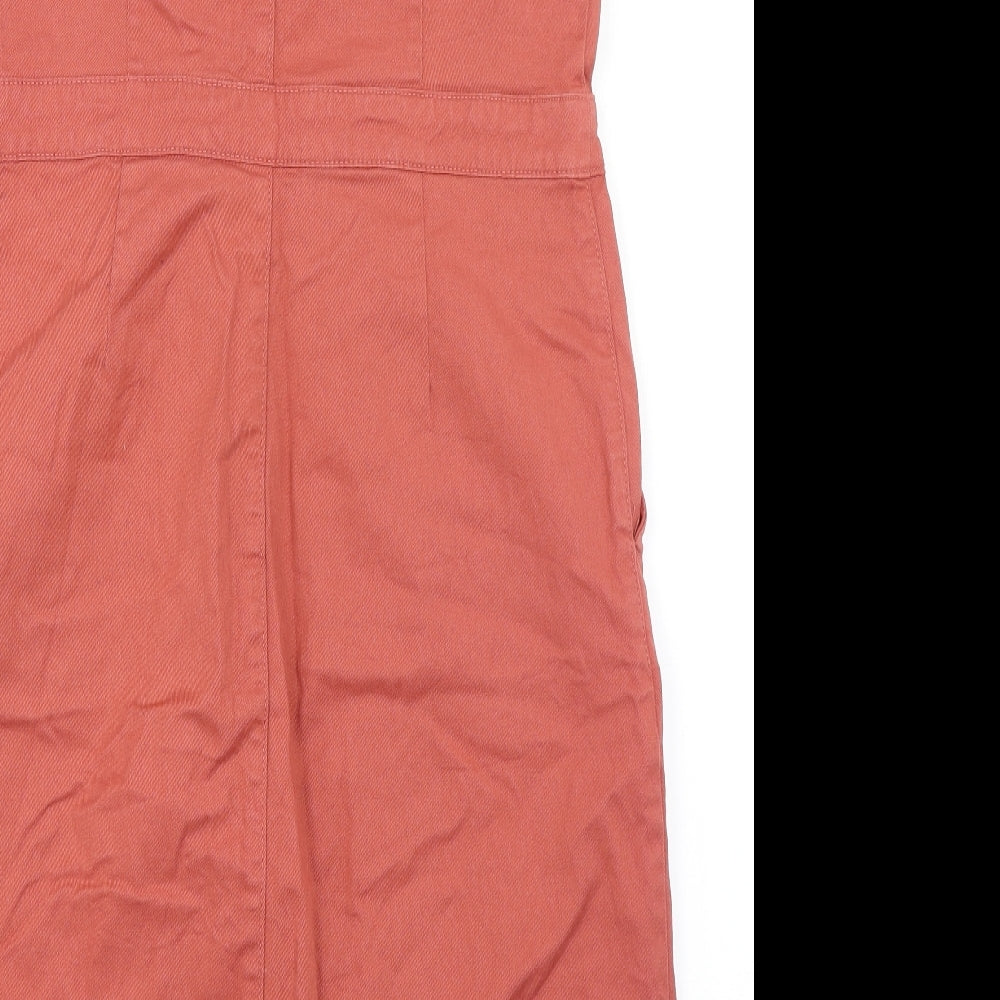 Blue 73 Womens Pink  Cotton Pinafore/Dungaree Dress  Size 14  Square Neck Button