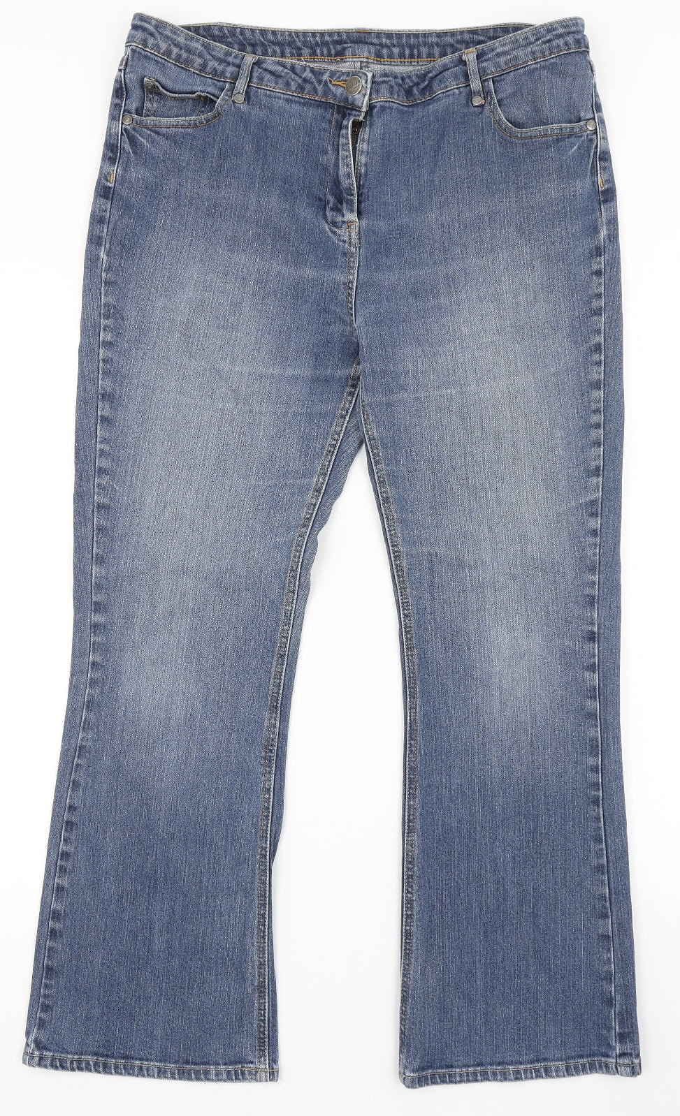 Papaya Womens Blue  Cotton Bootcut Jeans Size 18 L28 in Regular Button