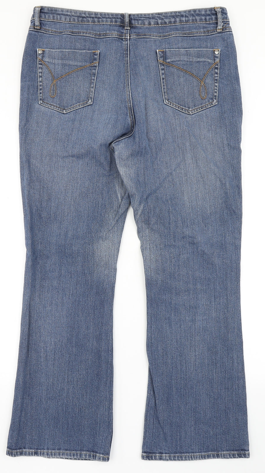 Papaya Womens Blue  Cotton Bootcut Jeans Size 18 L28 in Regular Button