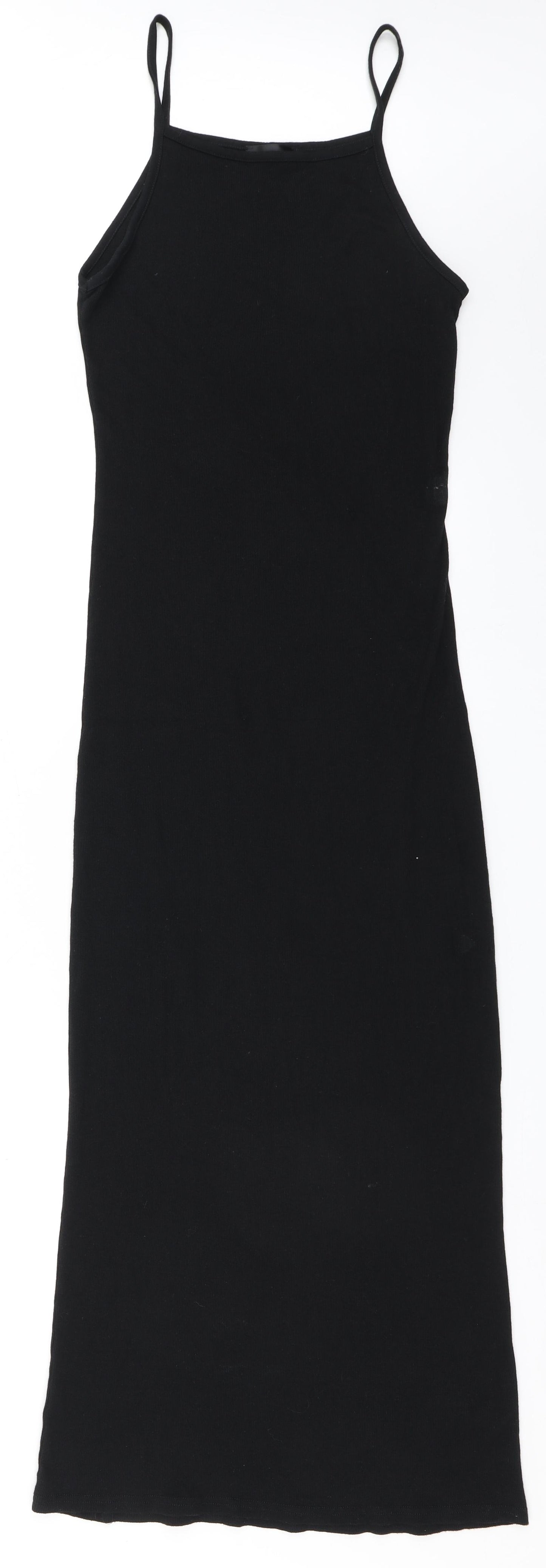 Topshop Womens Black  Cotton Bodycon  Size 12  Square Neck Pullover