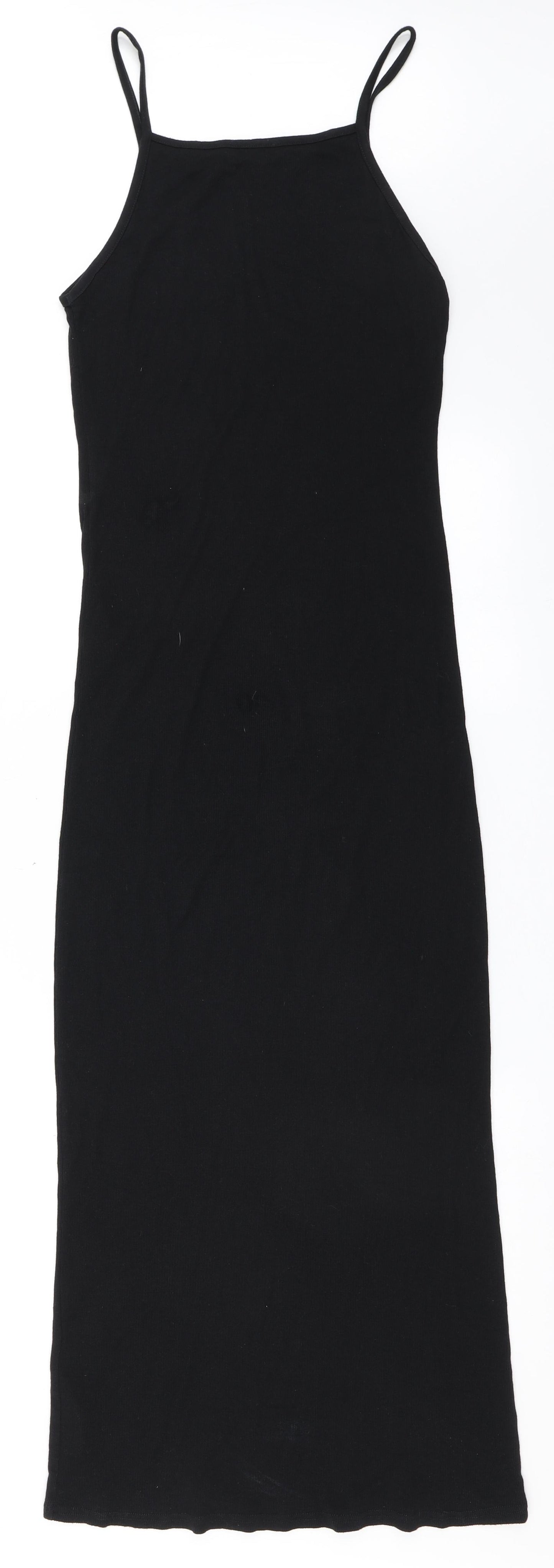 Topshop Womens Black  Cotton Bodycon  Size 12  Square Neck Pullover