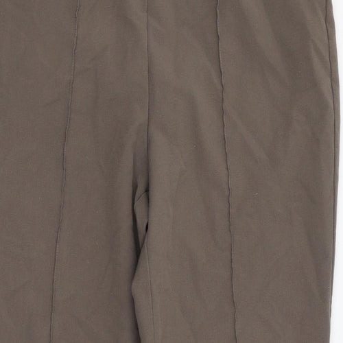 Bonmarché Womens Brown  Polyester Cropped Trousers Size 12 L24 in Regular