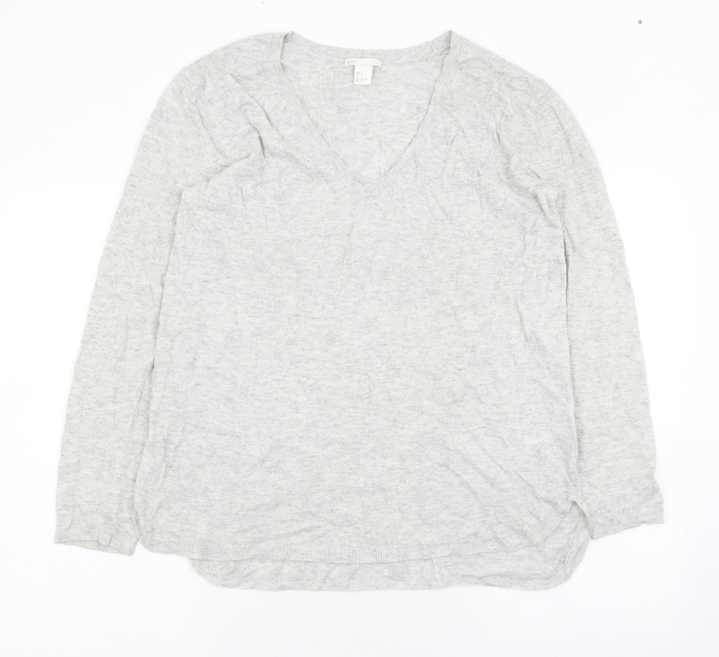 H&M Womens Grey V-Neck  Polyamide Cardigan Jumper Size 6