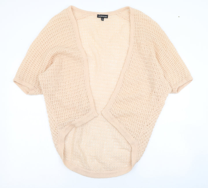 Warehouse Womens Pink Square Neck  Acrylic Cardigan Jumper Size 6