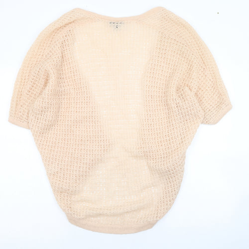 Warehouse Womens Pink Square Neck  Acrylic Cardigan Jumper Size 6