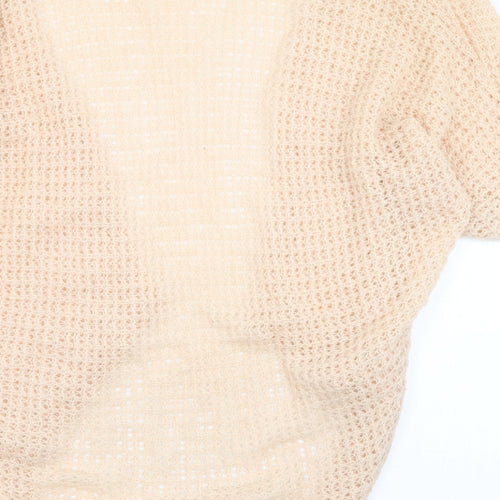 Warehouse Womens Pink Square Neck  Acrylic Cardigan Jumper Size 6
