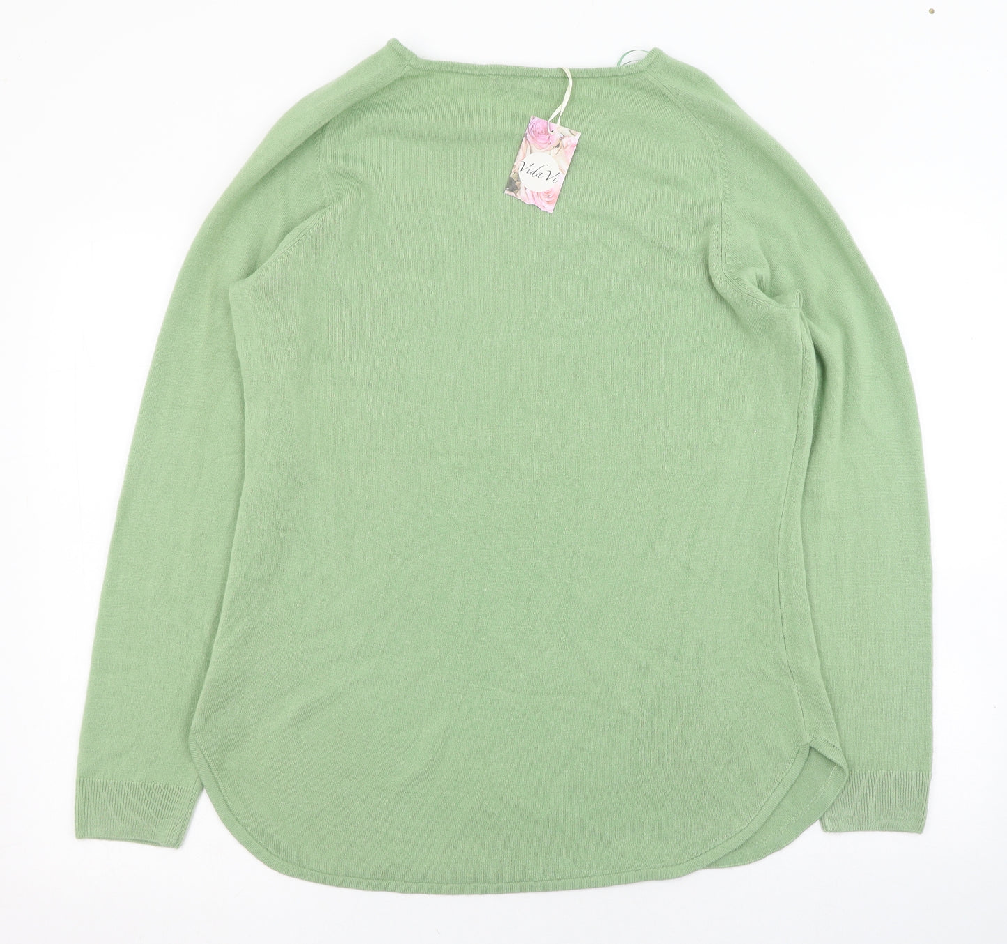 Vida Vi Womens Green Round Neck  Acrylic Pullover Jumper Size XL