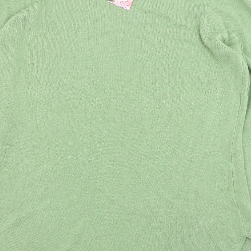 Vida Vi Womens Green Round Neck  Acrylic Pullover Jumper Size XL