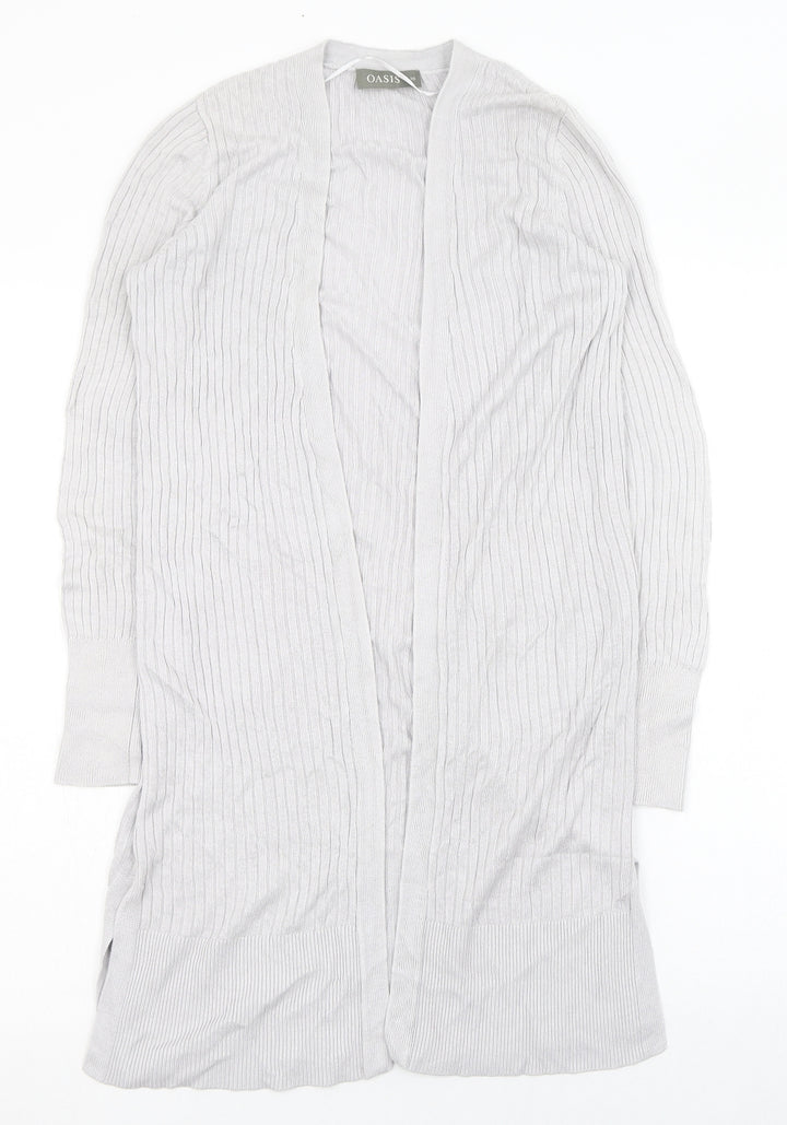 Oasis Womens Grey Square Neck Viscose Cardigan Jumper Size XS