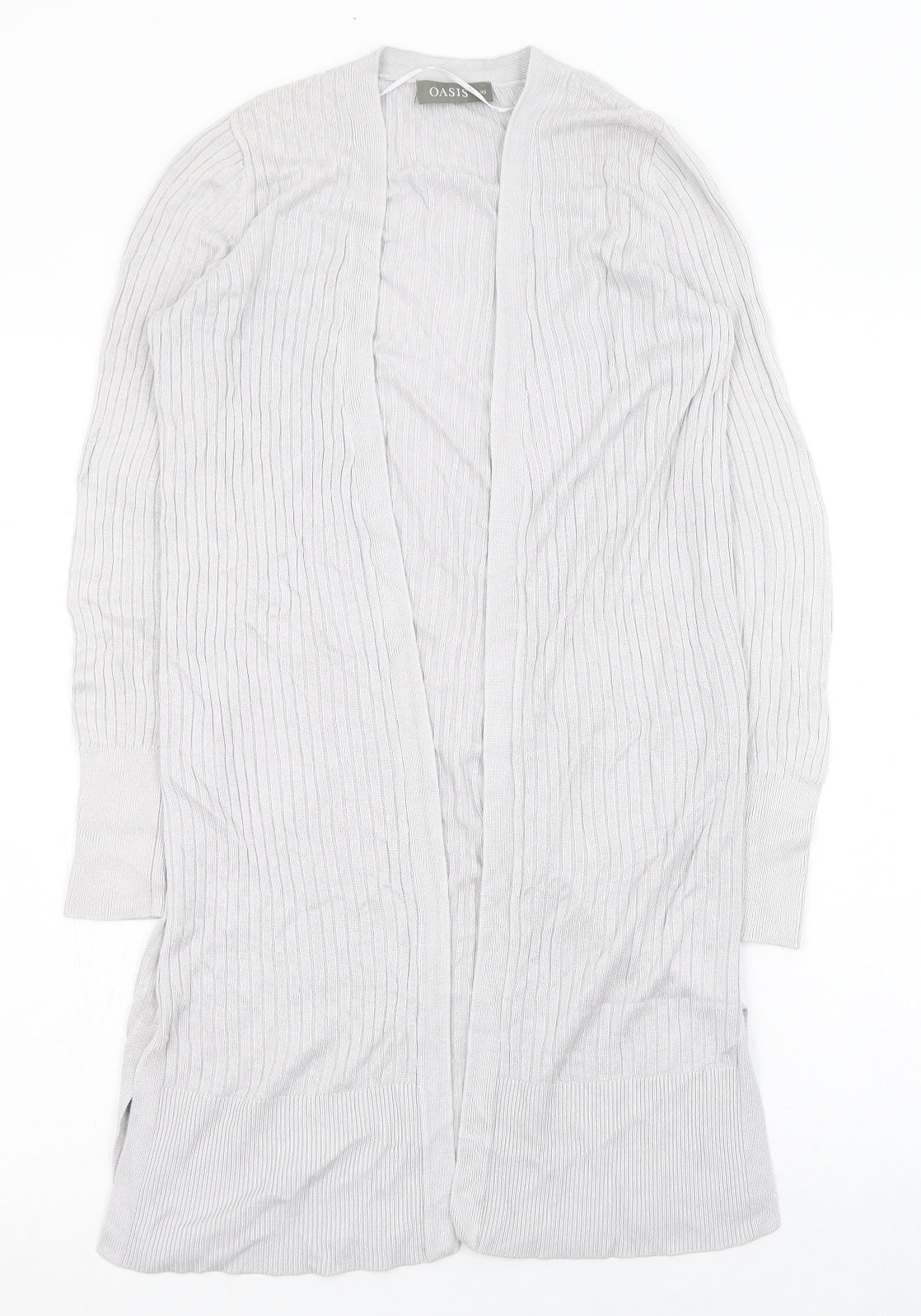Oasis Womens Grey Square Neck  Viscose Cardigan Jumper Size XS