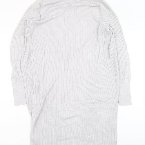 Oasis Womens Grey Square Neck  Viscose Cardigan Jumper Size XS