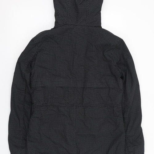 Primark Womens Black Polka Dot  Parka Coat Size 8  Zip