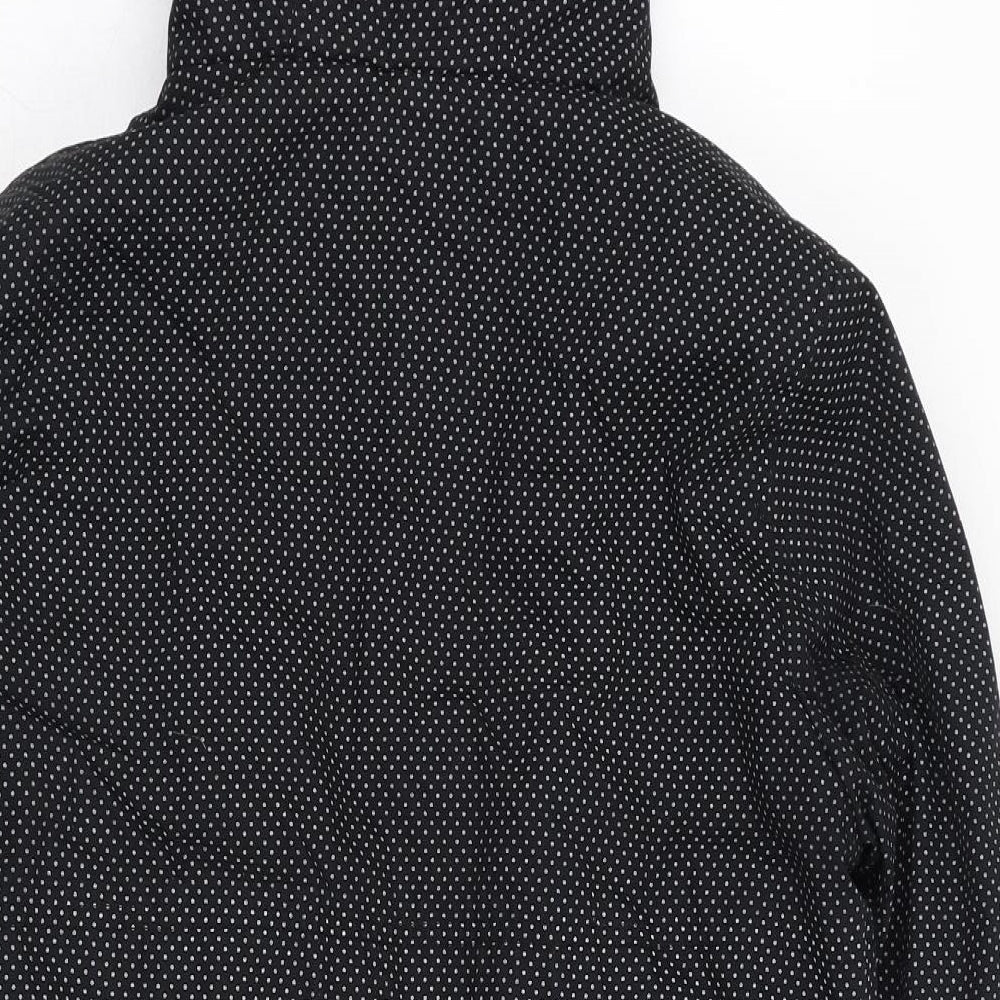 Primark Womens Black Polka Dot  Parka Coat Size 8  Zip