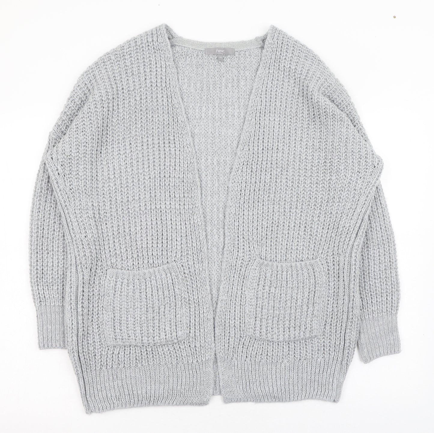 NEXT Womens Grey Square Neck  Acrylic Cardigan Jumper Size XS